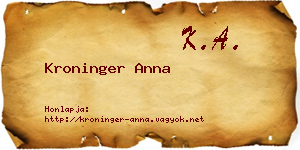 Kroninger Anna névjegykártya
